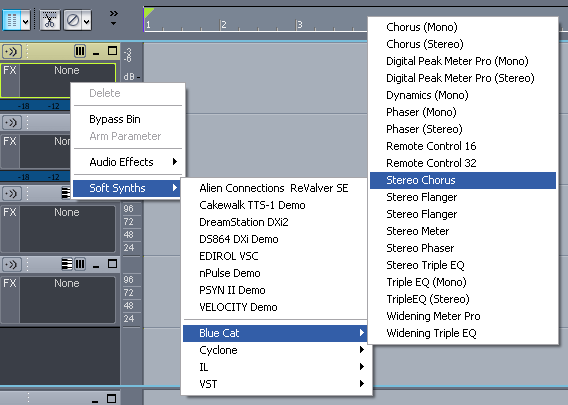 Step 01 - Insert Blue Cat's Stereo Chorus plug-in